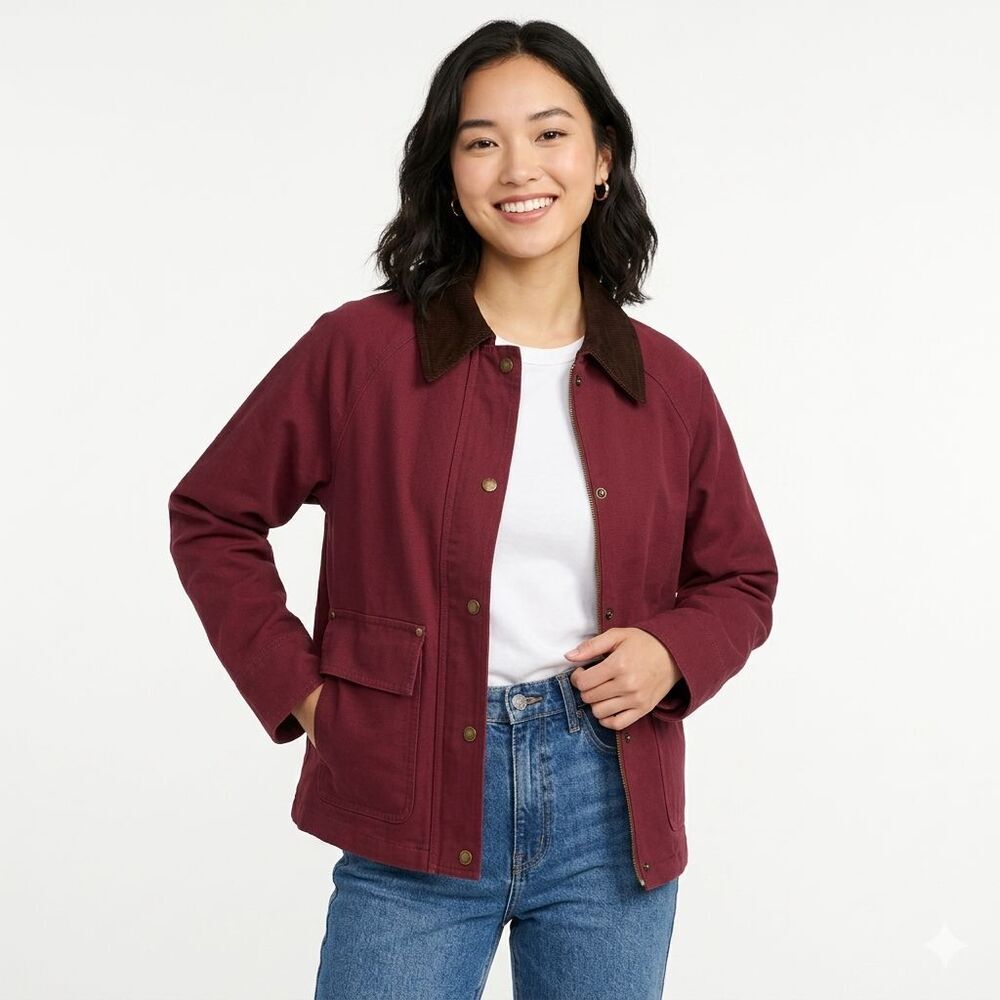 Levis Chore Jacket Womens Red Canvas Lightweight Utility Barn Jacket